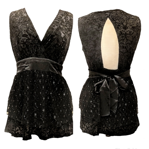 Tops - 3/$15 Black Velvet and lace blouse that sparkles